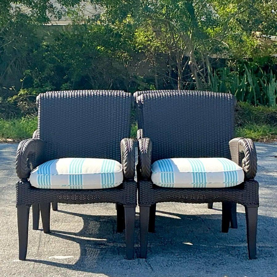 Sedie da pranzo in rattan intrecciato vintage Boho - Set di 4 sedie In condizioni buone in vendita a west palm beach, FL