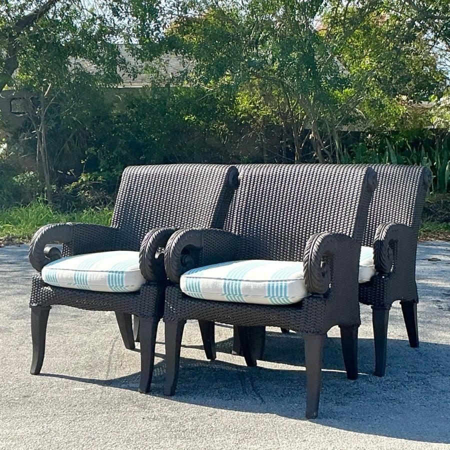 XX secolo Sedie da pranzo in rattan intrecciato vintage Boho - Set di 4 sedie in vendita