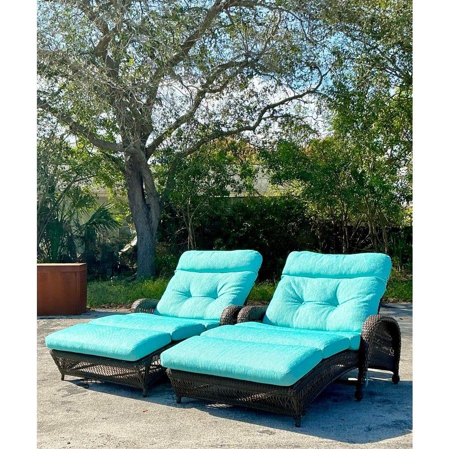 20th Century Vintage Boho Woven Resin Rattan Lounge Chairs - Set of 2 For Sale