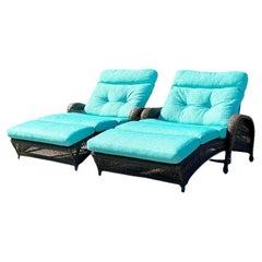Vintage Boho gewebte Harz Rattan Lounge Stühle - Satz von 2