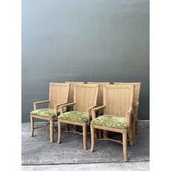 Sedie da pranzo vintage in iuta con rivestimento boho - Set di 6