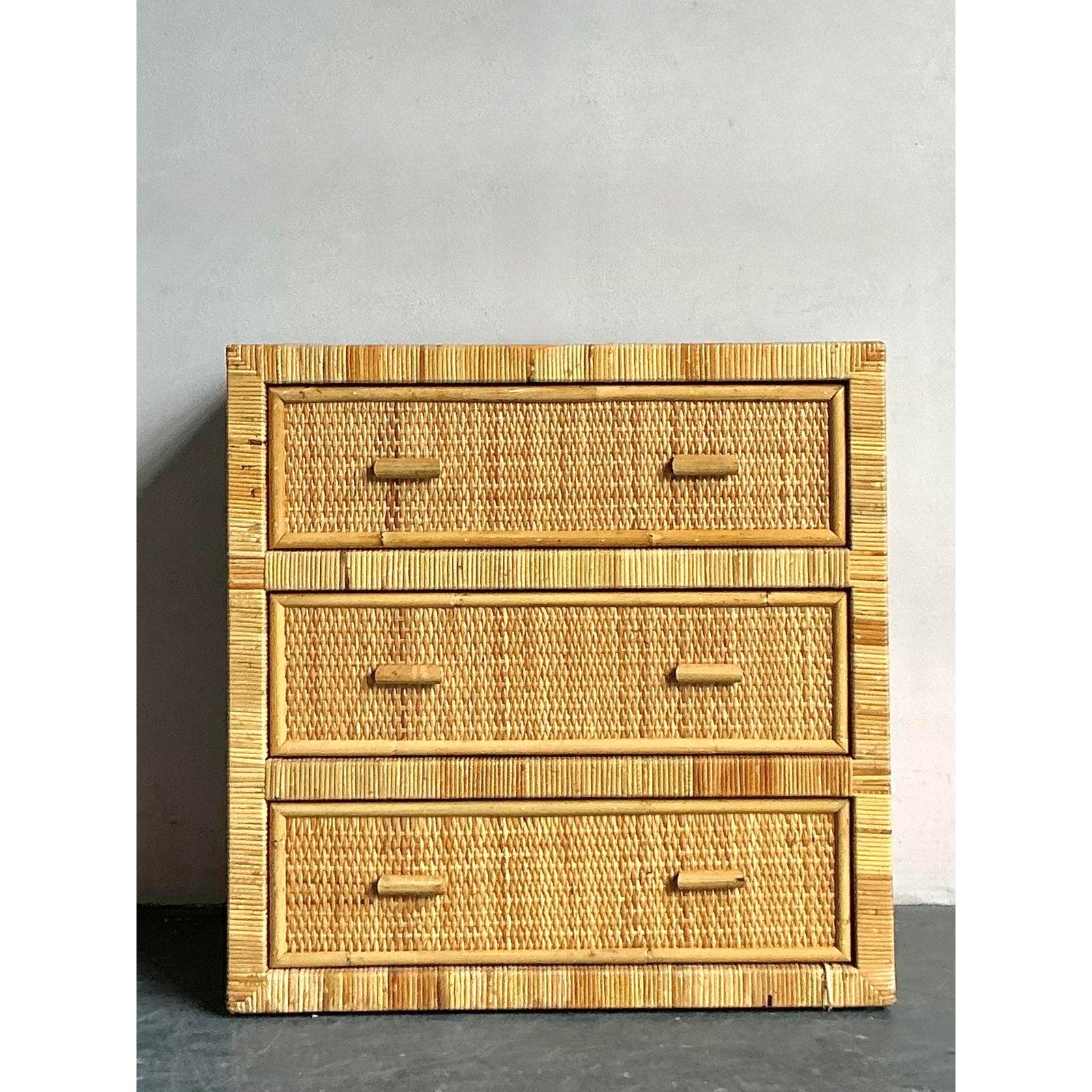 Organico moderno Cassettiera in rattan avvolto vintage Boho in vendita