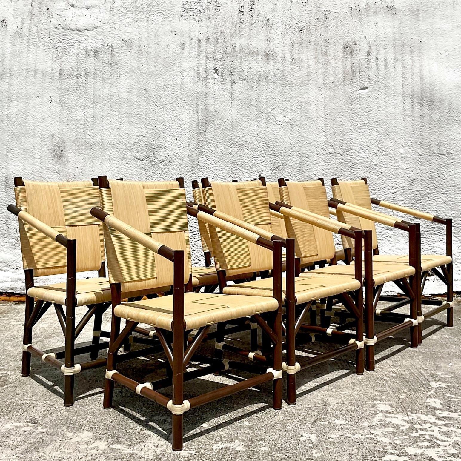 Vintage Boho Wrapped Rattan Dining Chairs After John Hutton for Donghia-Set of 8 6