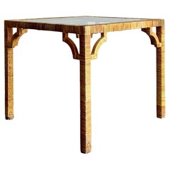Vintage Boho Wrapped Rattan Game Table Vintage Boho Wrapped Rattan Game Table