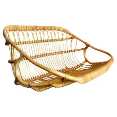 Vintage Boho Wrapped Rattan Hanging Bench