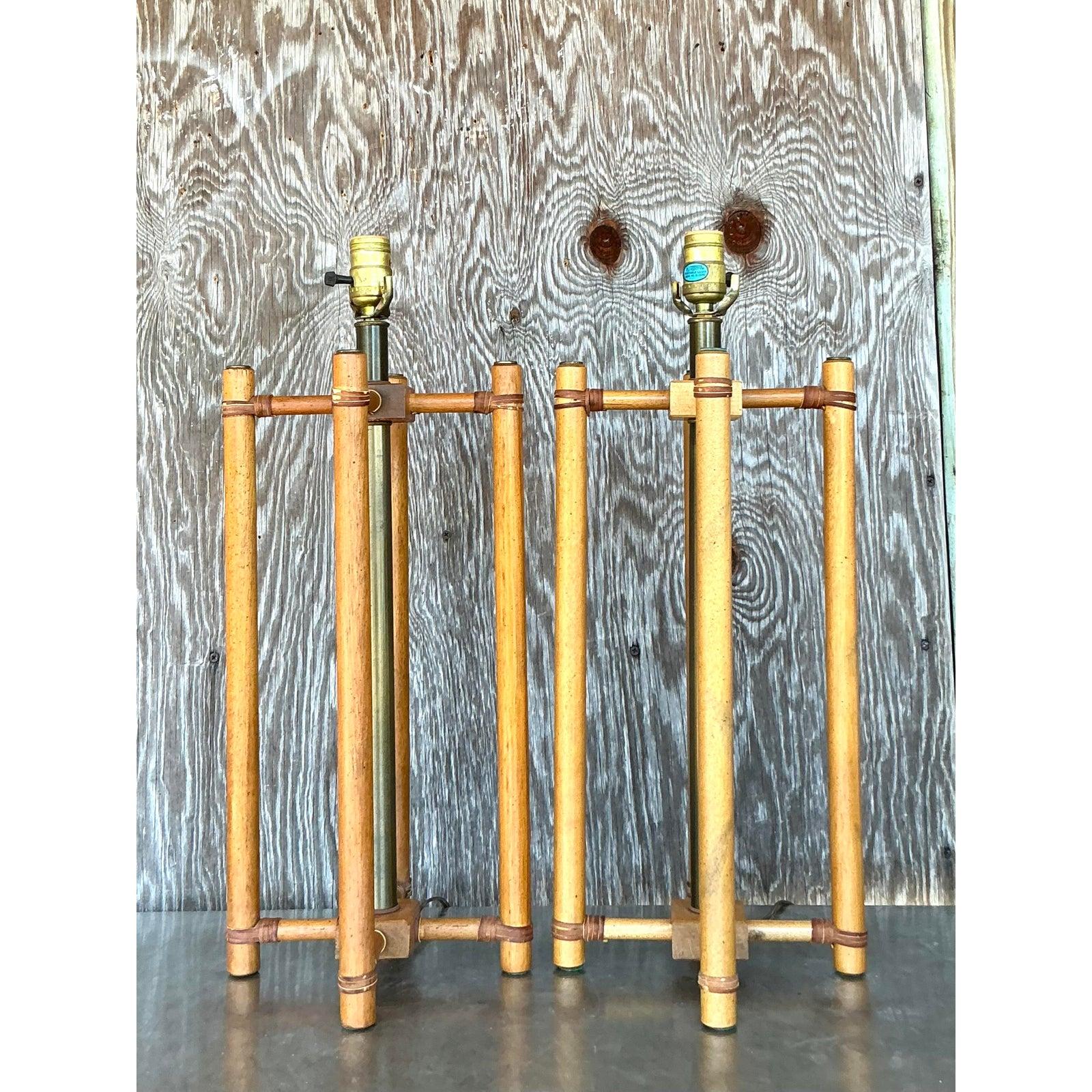 Lampade in rattan avvolte in stile bohémien - Una coppia in vendita 3