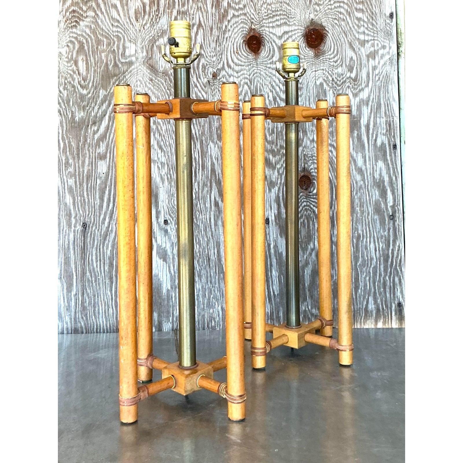Lampade in rattan avvolte in stile bohémien - Una coppia in vendita 4