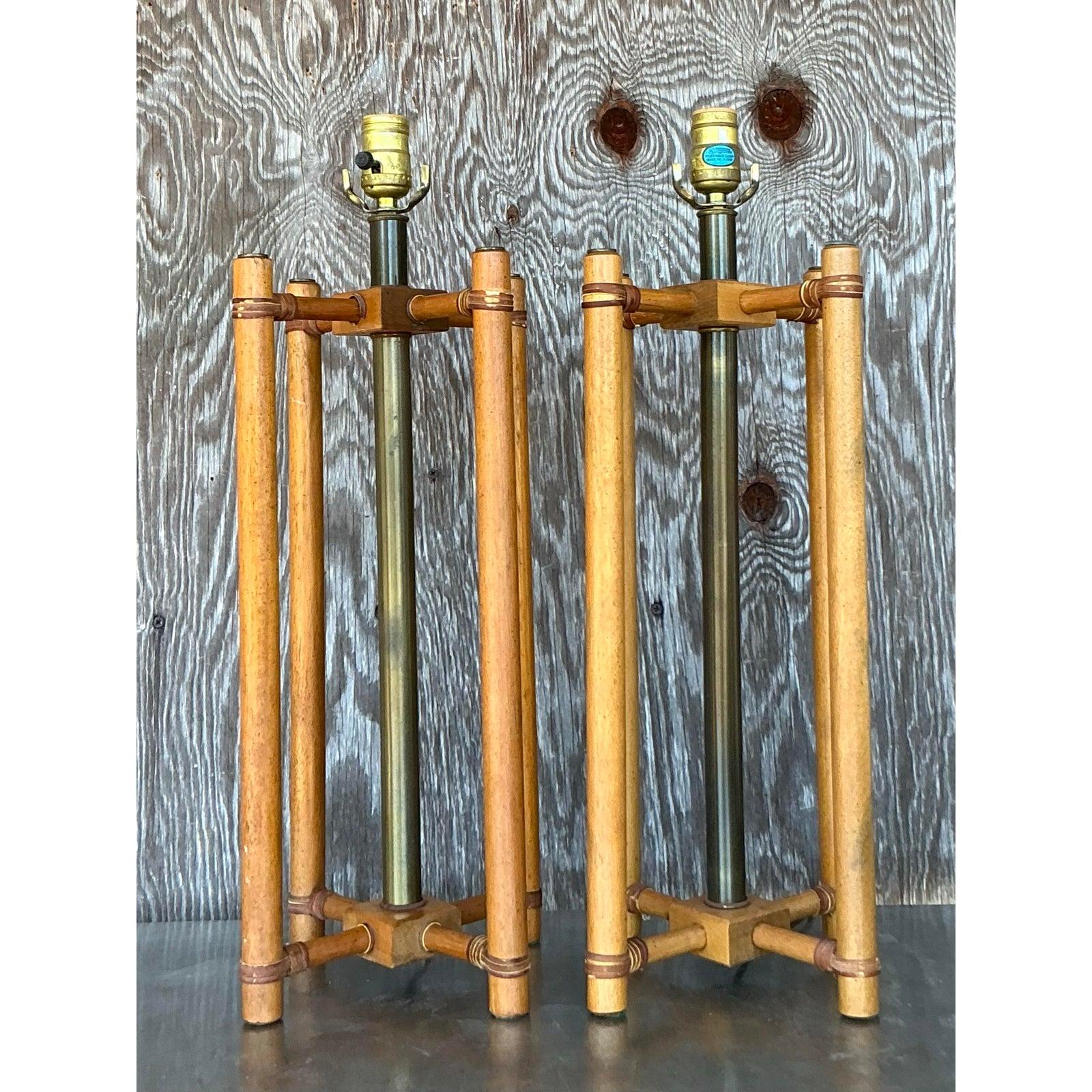 Lampade in rattan avvolte in stile bohémien - Una coppia in vendita 5