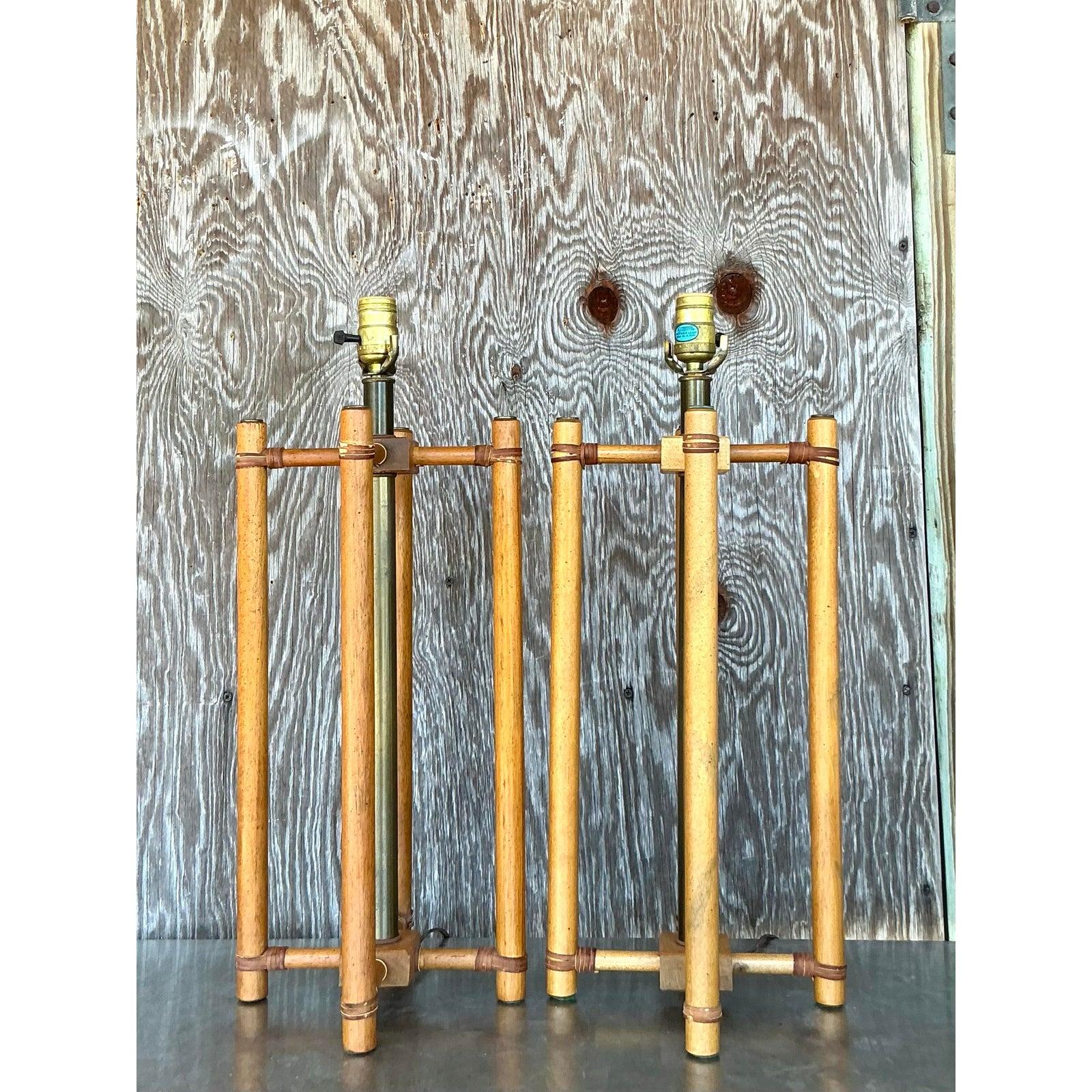 Mid-Century moderno Lampade in rattan avvolte in stile bohémien - Una coppia in vendita