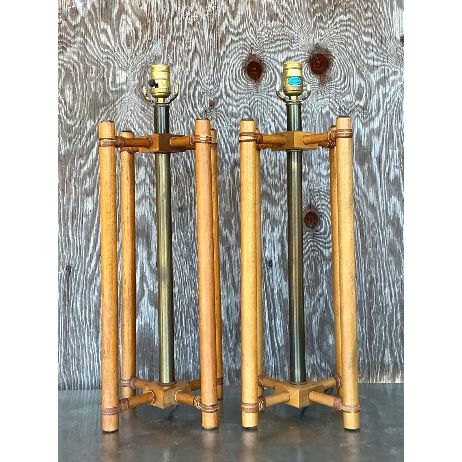 Lampade in rattan avvolte in stile bohémien - Una coppia in vendita 1