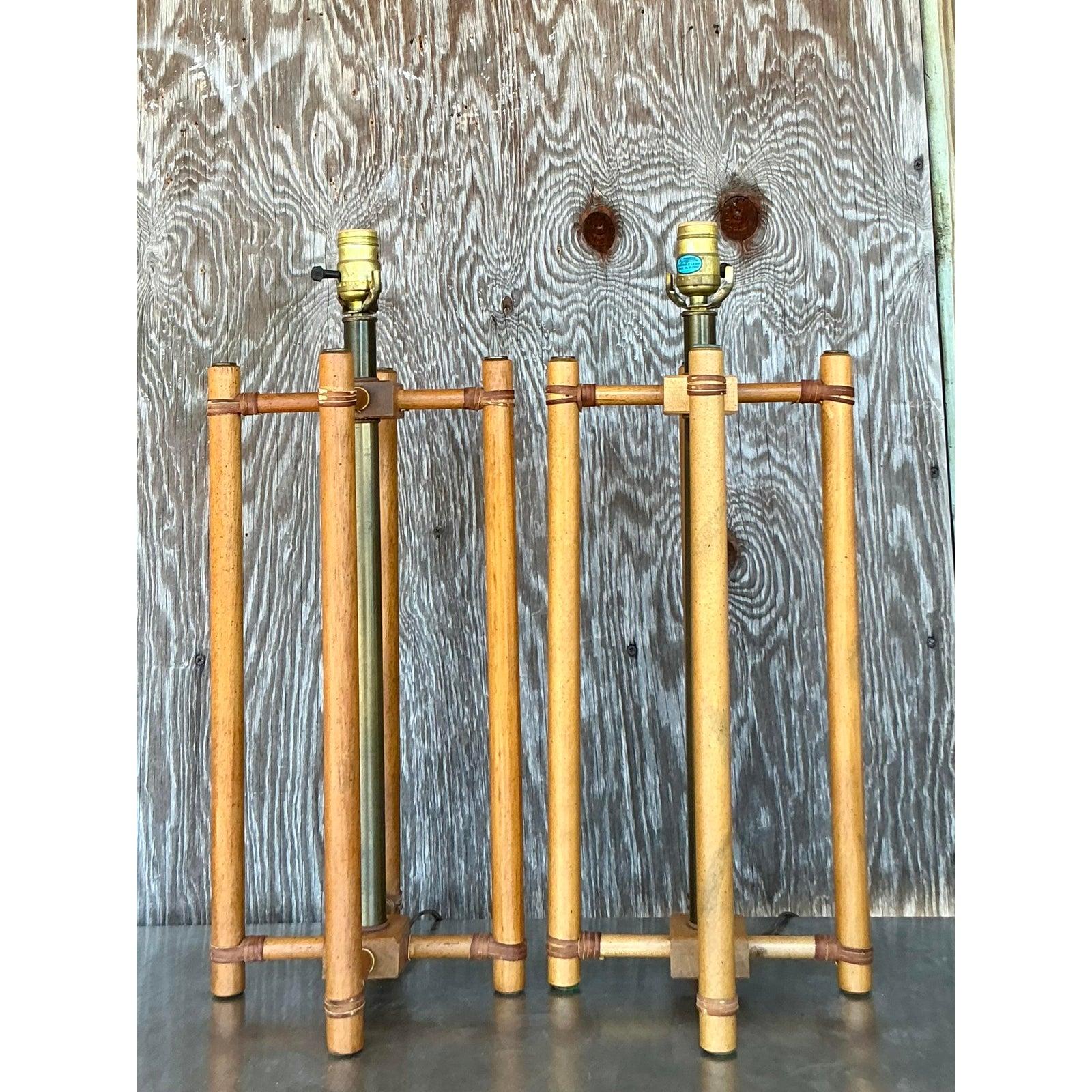 Lampade in rattan avvolte in stile bohémien - Una coppia in vendita 2
