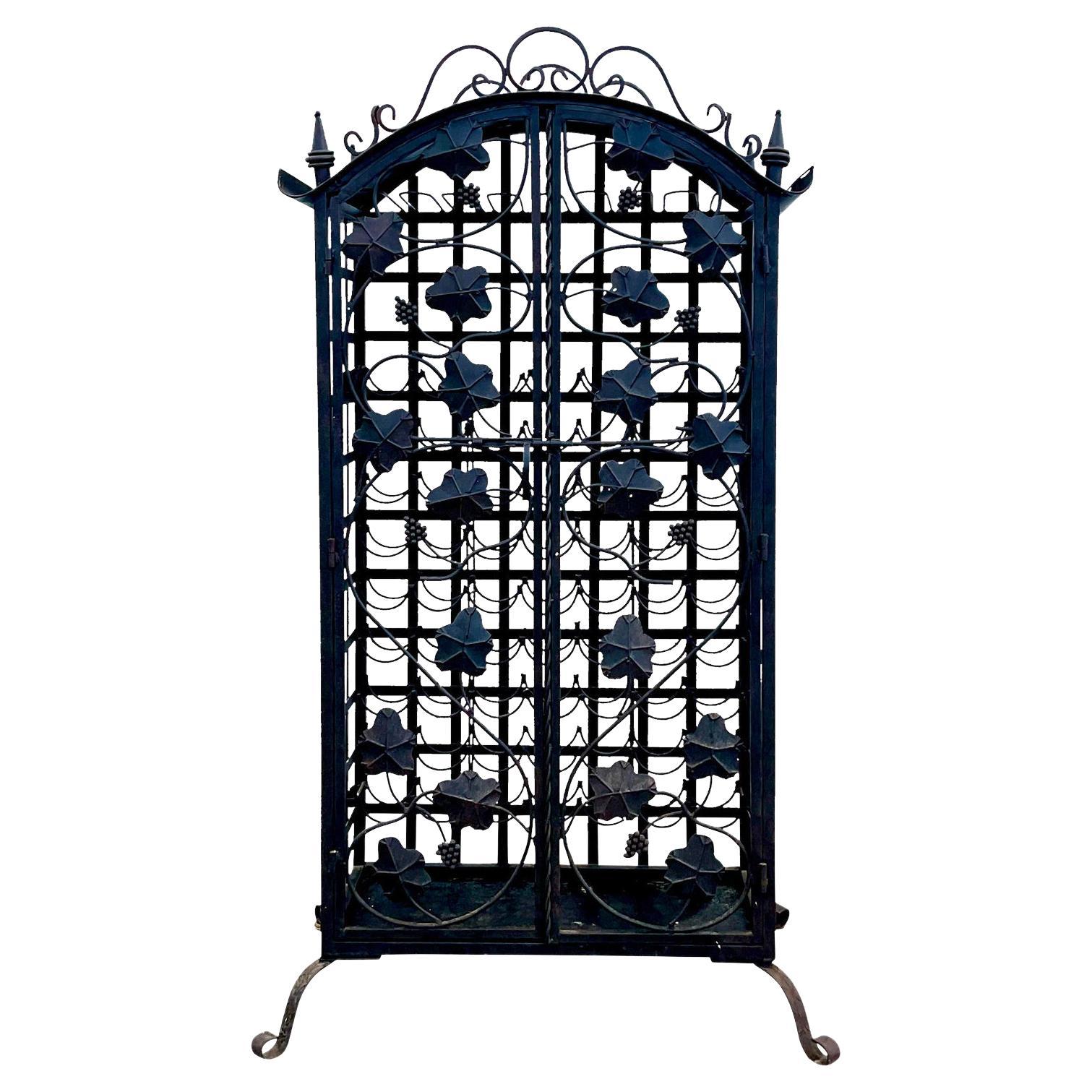 Vintage Boho Wrought Iron 68 Bottle Wine Closet