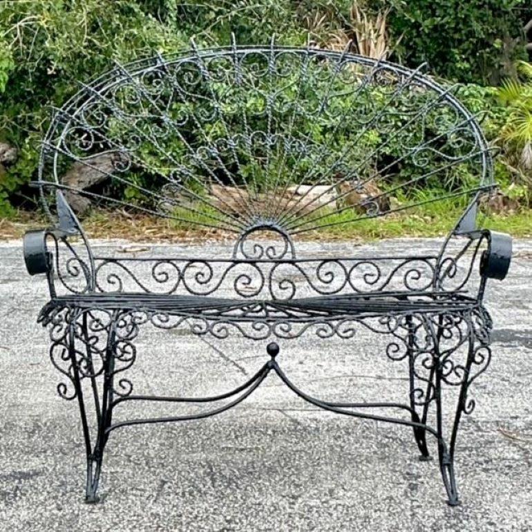 Fer forgé Banc vintage Boho en fer forgé d'après Salterini en vente