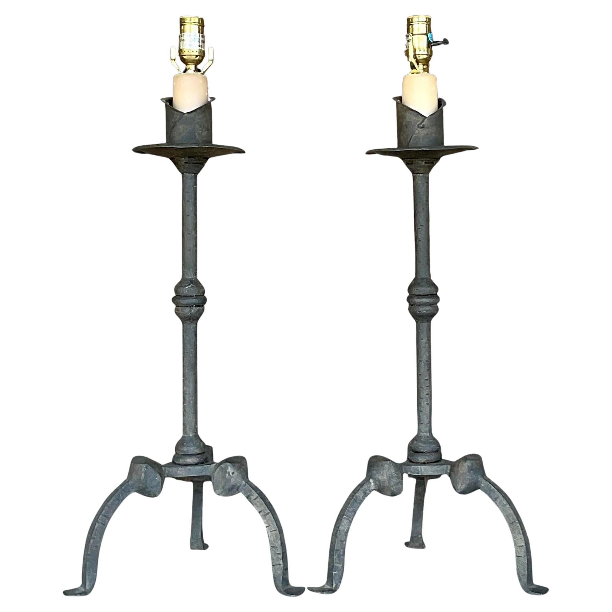5 Lights Wrought Iron Candlestick For Sale at 1stDibs