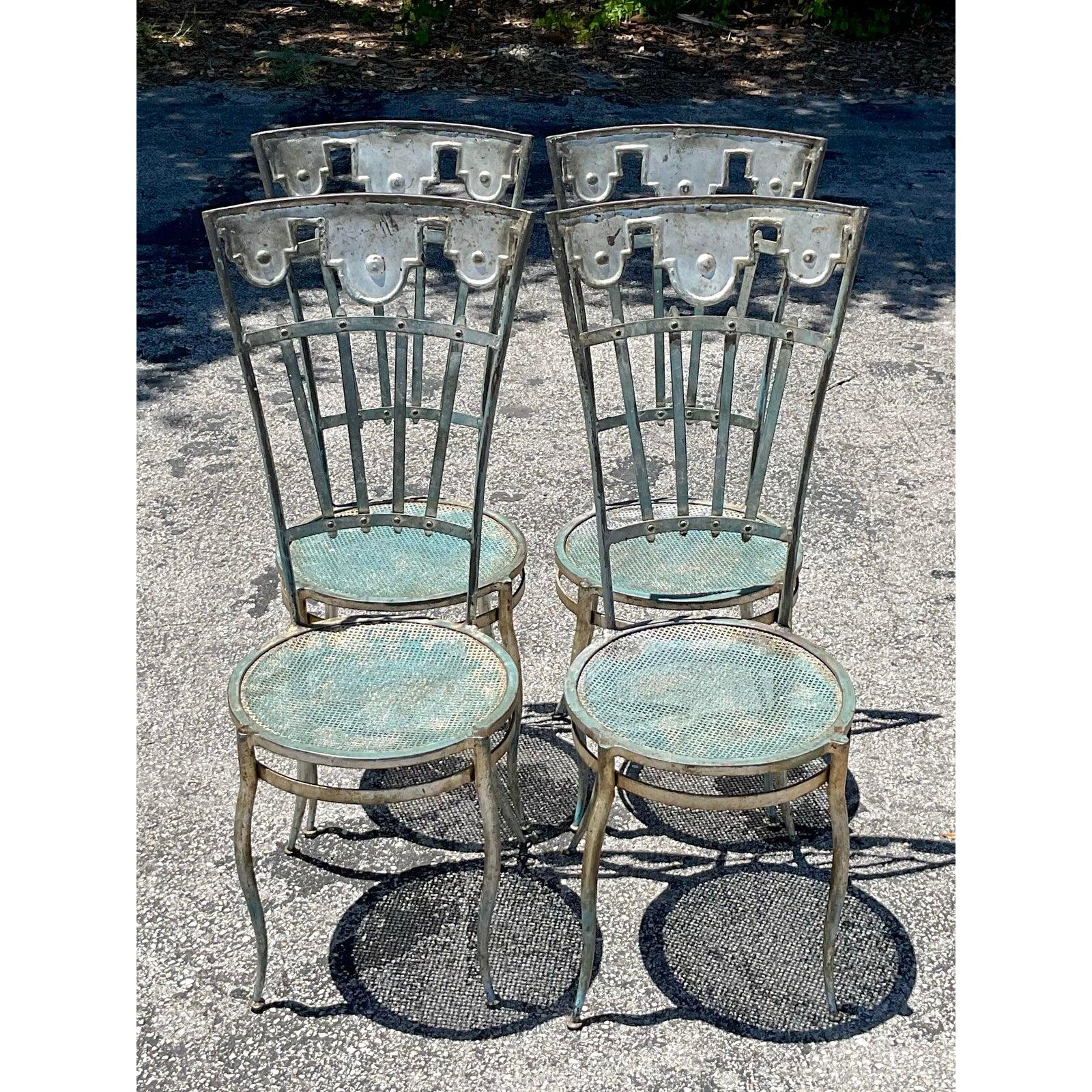 Sedie a carosello in ferro battuto vintage Boho - Set di 4 sedie in vendita 3
