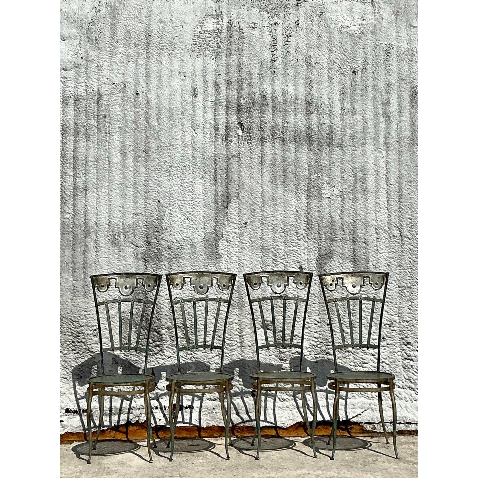 Americano Sedie a carosello in ferro battuto vintage Boho - Set di 4 sedie in vendita