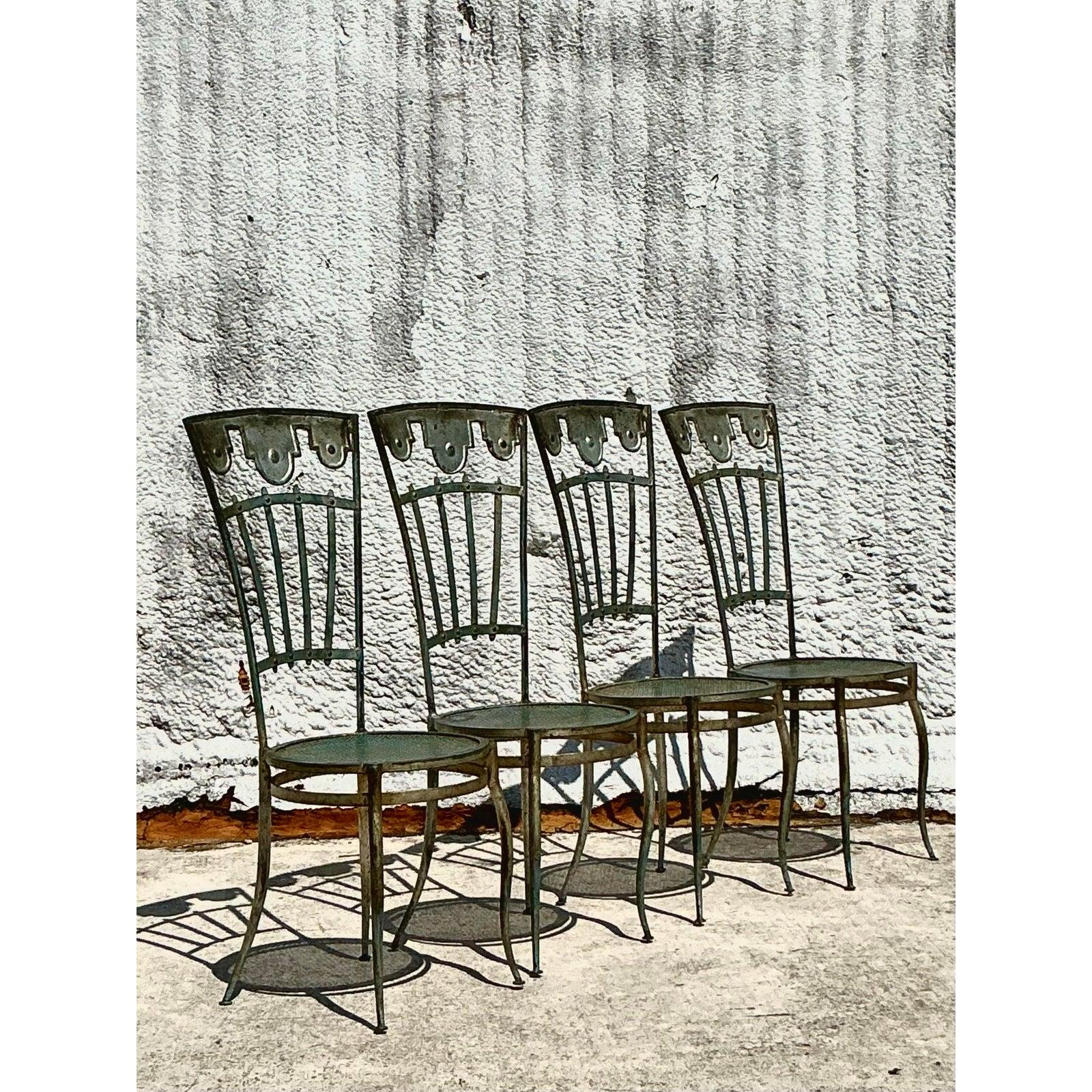 XX secolo Sedie a carosello in ferro battuto vintage Boho - Set di 4 sedie in vendita