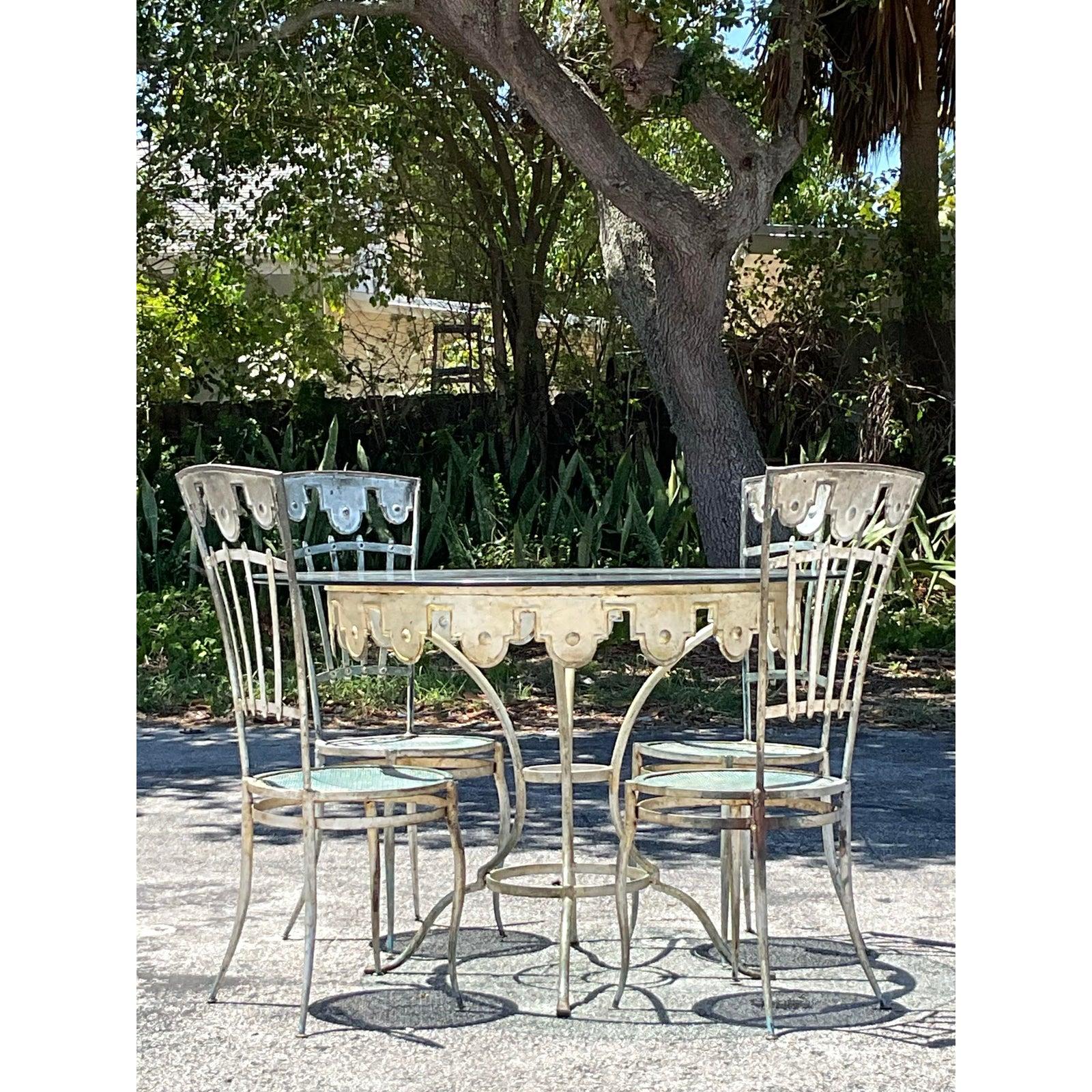 Sedie a carosello in ferro battuto vintage Boho - Set di 4 sedie in vendita 2
