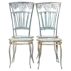Vintage Boho Wrought Iron Carousel Chairs - Set of 4