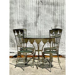 Vintage Boho Wrought Iron Carousel Dining Table