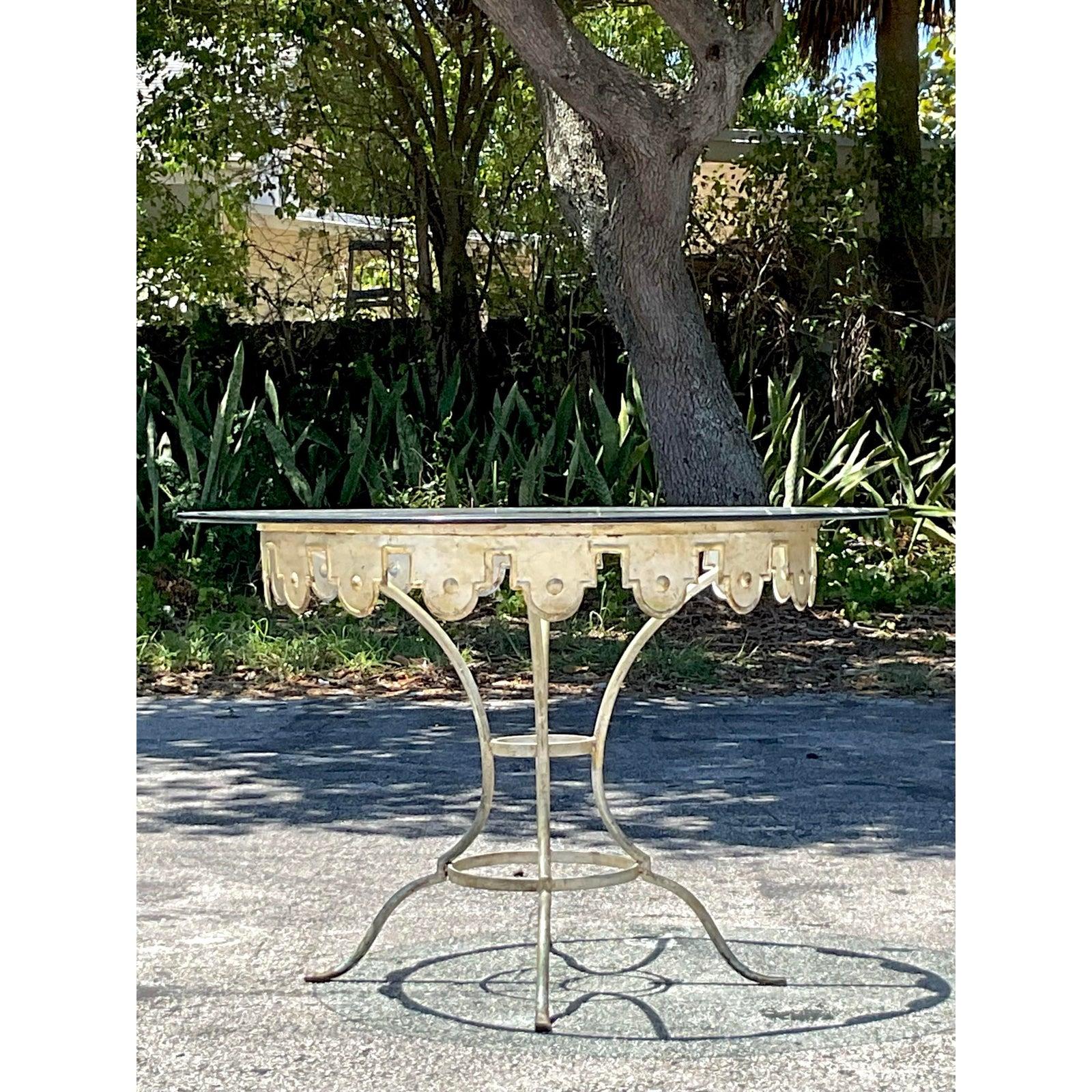 Verre Table de salle à manger Carousel en fer forgé Boho Vintage en vente