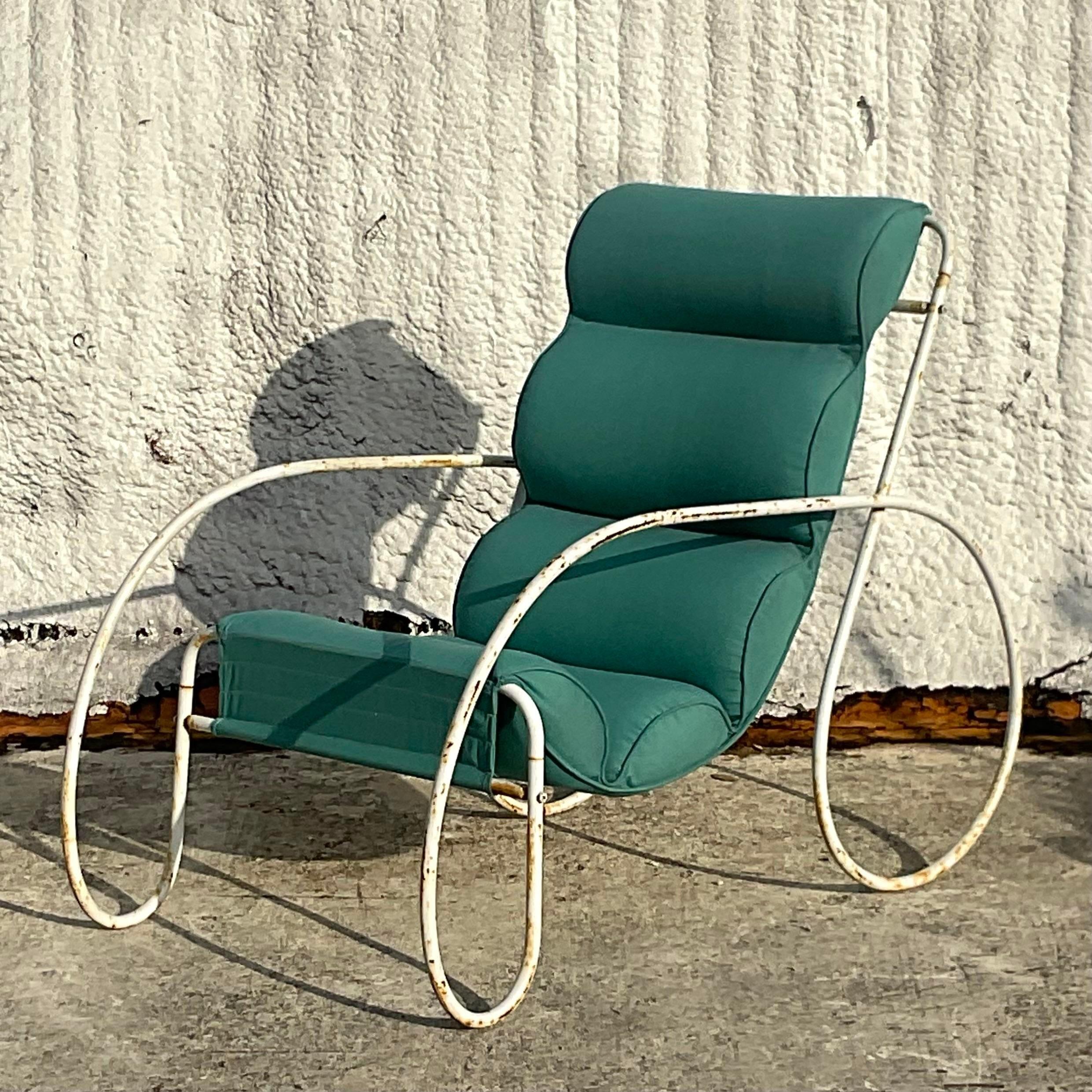Vintage Boho Wrought Iron Chair After Eileen Gray In Good Condition For Sale In west palm beach, FL