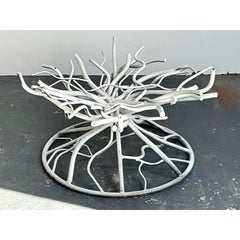 Vintage Boho Wrought Iron Coral Branch Coffee Table Pedestal
