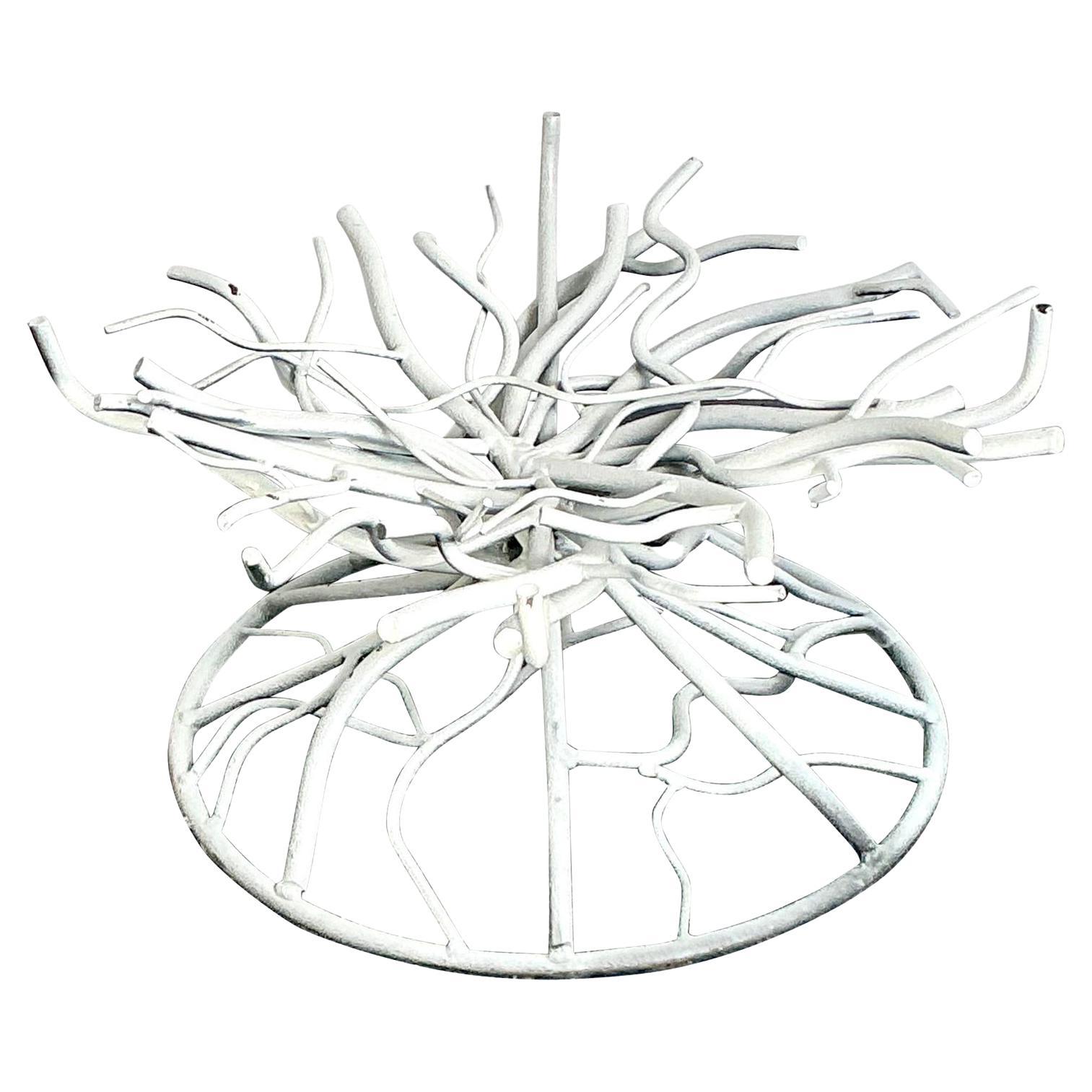 Vintage Boho Wrought Iron Coral Branch Coffee Table Pedestal