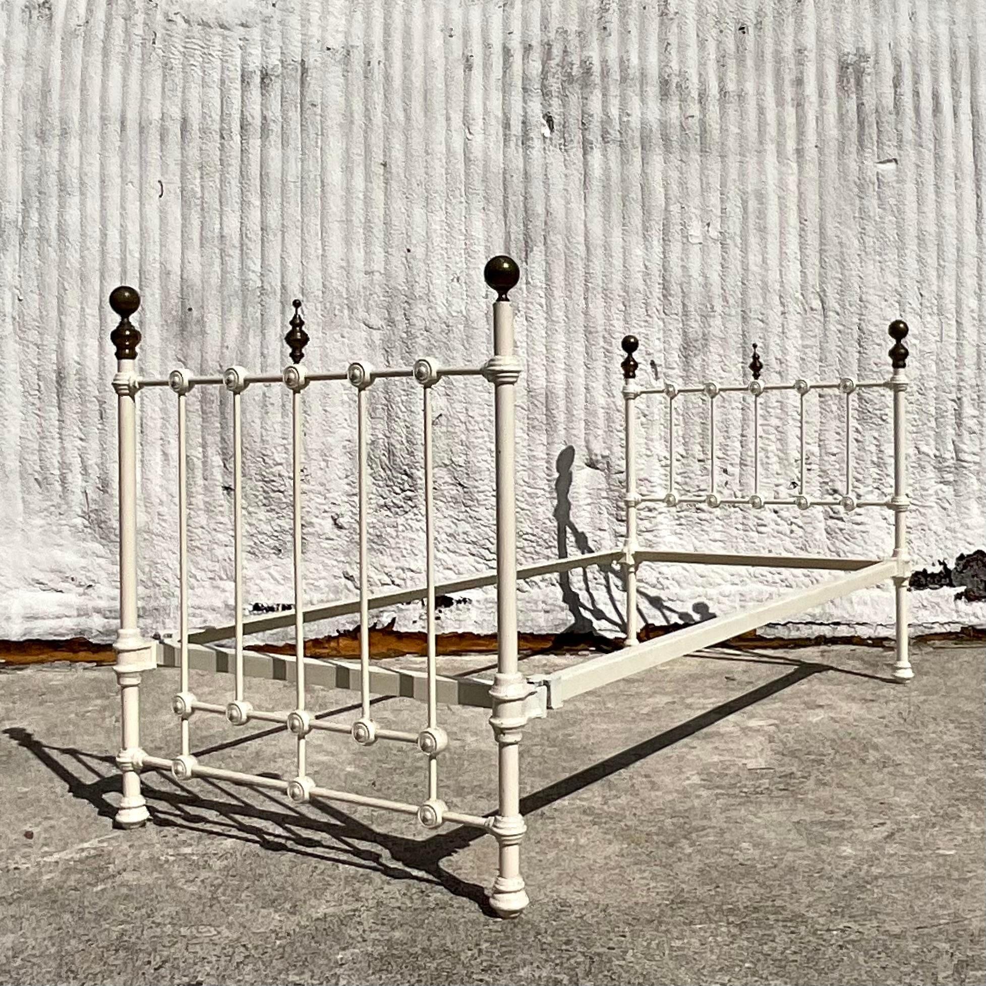 Vintage Boho Wrought Iron Day Bed For Sale 5