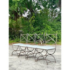 Vintage Boho Wrought Iron Dining Chairs - Set of 4