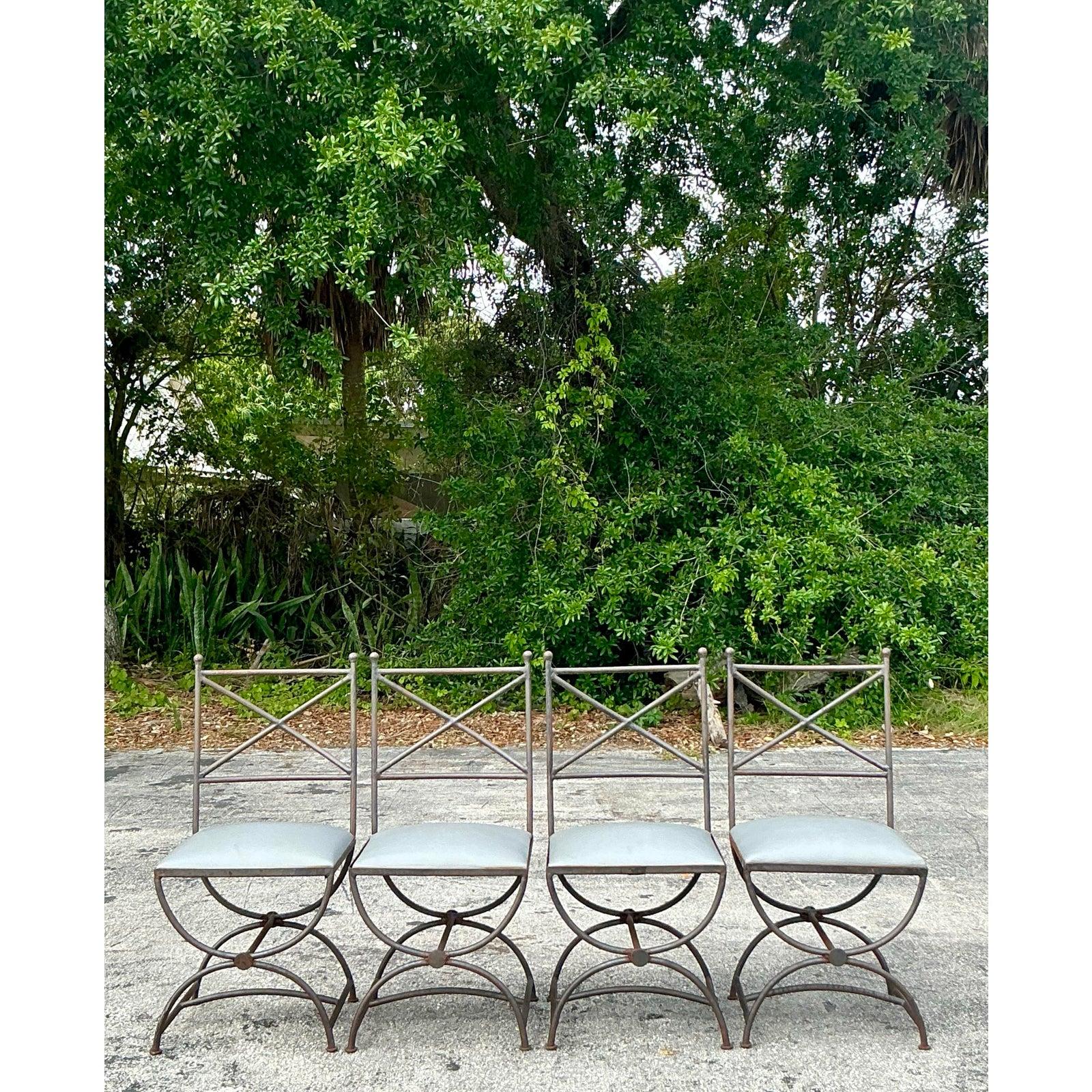 Sedie da pranzo vintage in ferro battuto - Set di 4 sedie In condizioni buone in vendita a west palm beach, FL