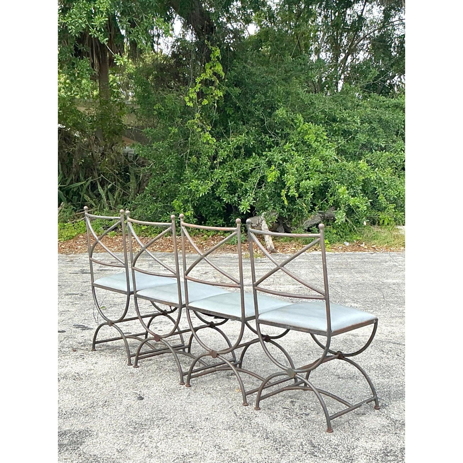 Sedie da pranzo vintage in ferro battuto - Set di 4 sedie in vendita 3