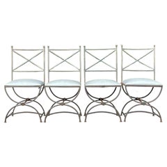 Vintage Boho Wrought Iron Dining Chairs - Set of 4