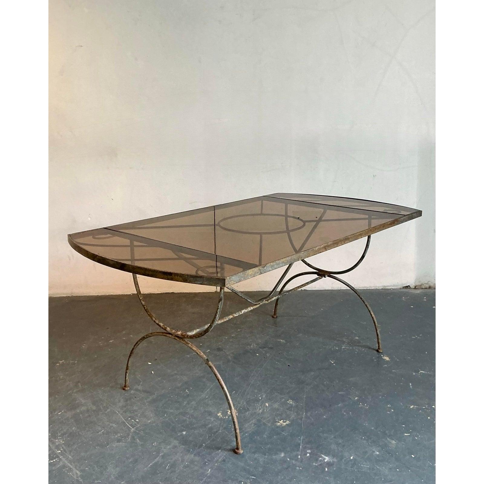 Vintage Boho Wrought Iron Dining Table After Tempestini For Sale 3