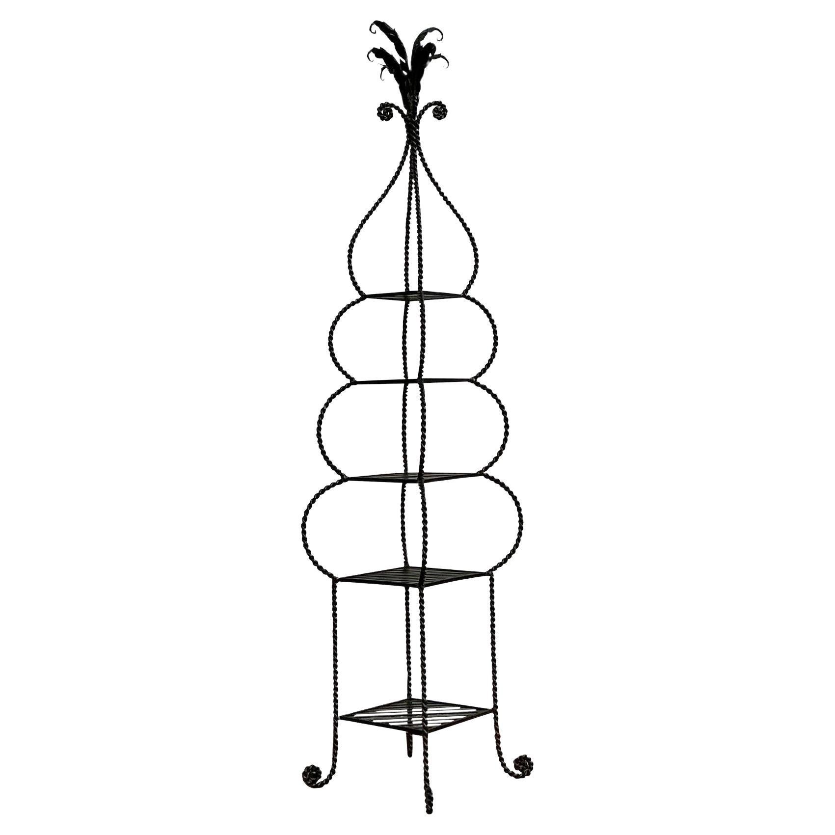 Vintage Boho Wrought Iron Etagere