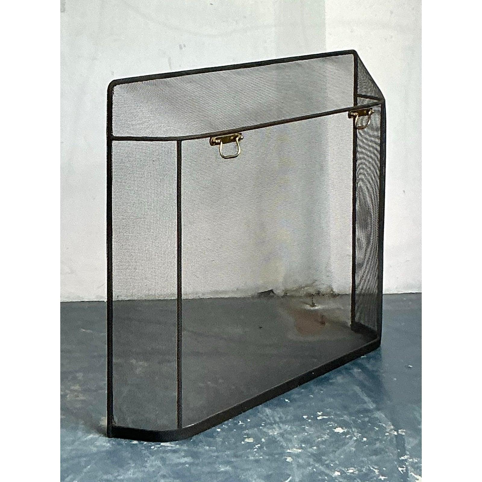 Ottone Schermo per caminetto in ferro battuto Vintage By in vendita