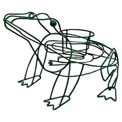 Vintage Boho Wrought Iron Frog Planter