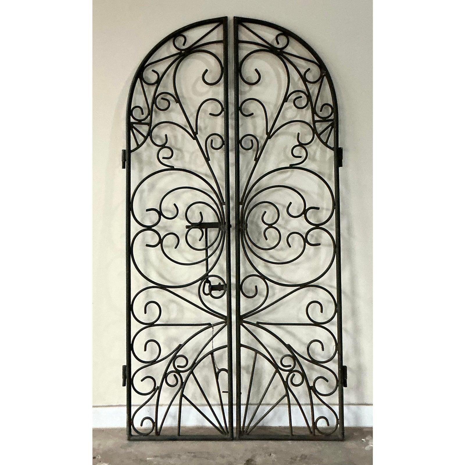 American Vintage Boho Wrought Iron Gates - Set of 2 For Sale