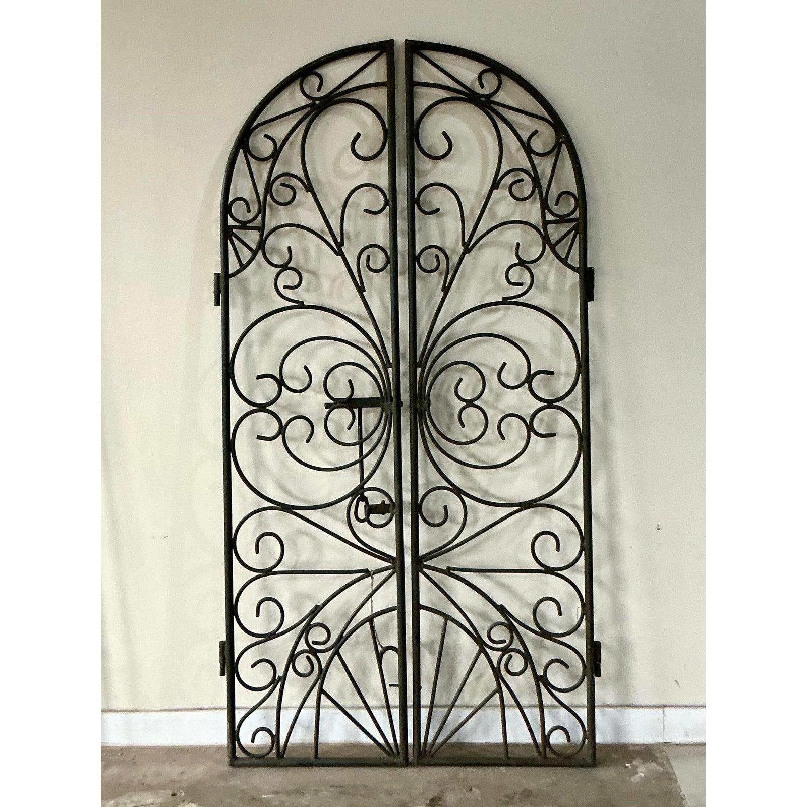 20th Century Vintage Boho Wrought Iron Gates - Set of 2 For Sale