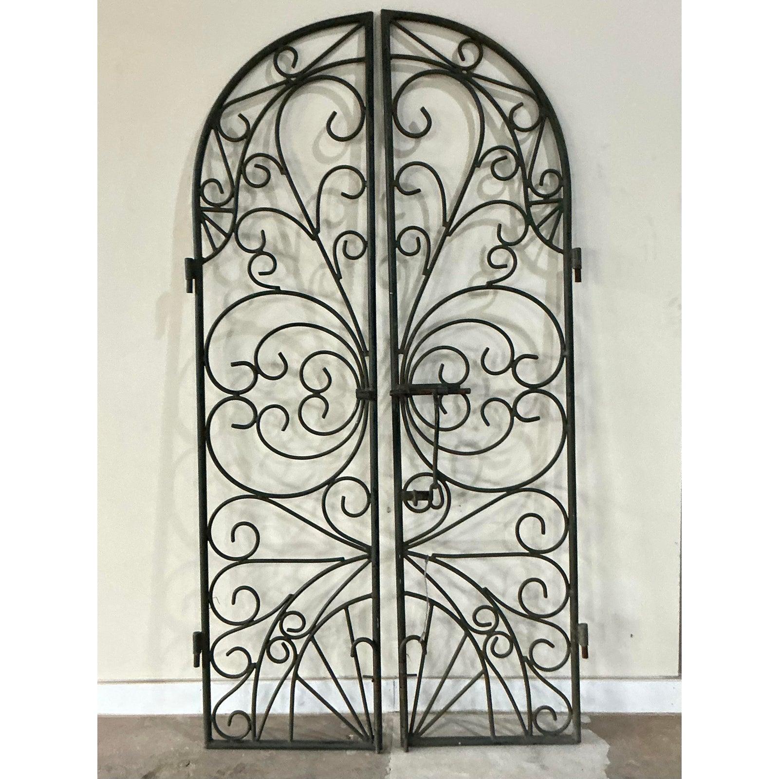 Vintage Boho Wrought Iron Gates - Set of 2 For Sale 1
