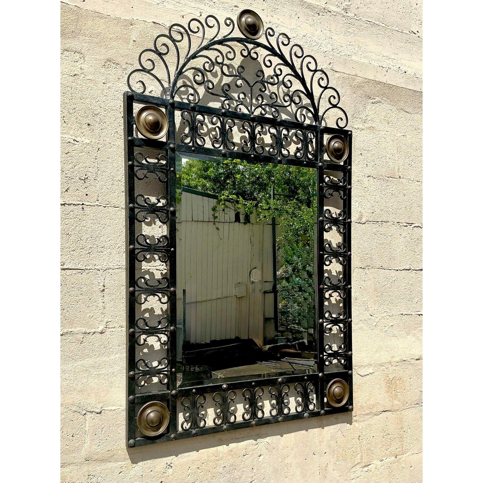 Miroir Vintage Boho en Fer Forgé Bon état - En vente à west palm beach, FL