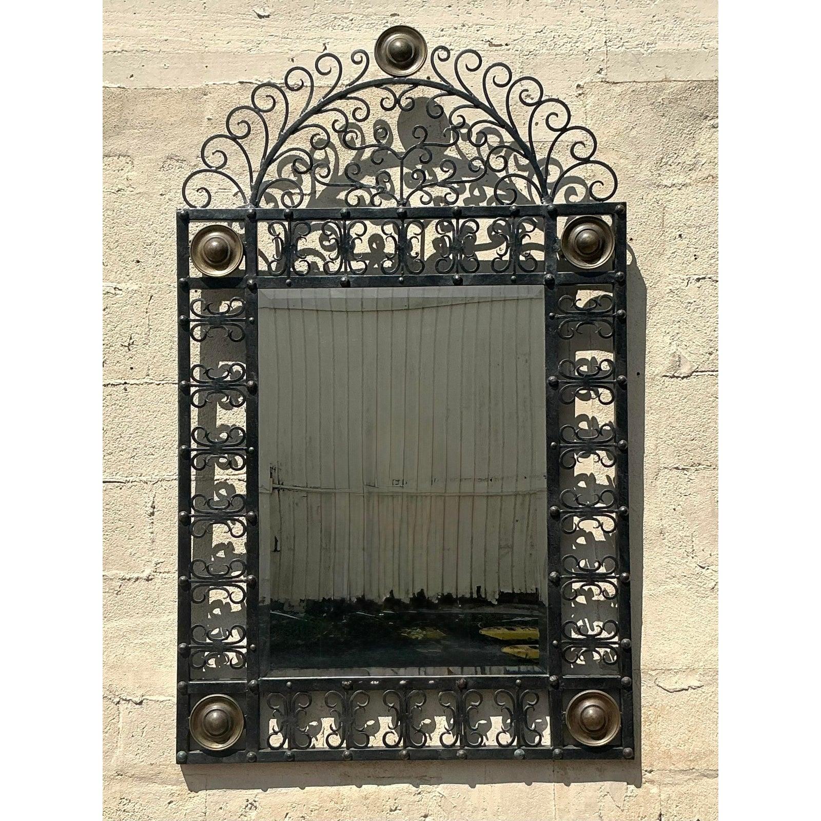 Miroir Vintage Boho en Fer Forgé en vente 1