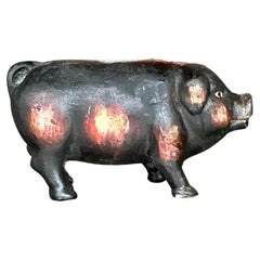 Vintage Boho Wrought Iron Pig Bank