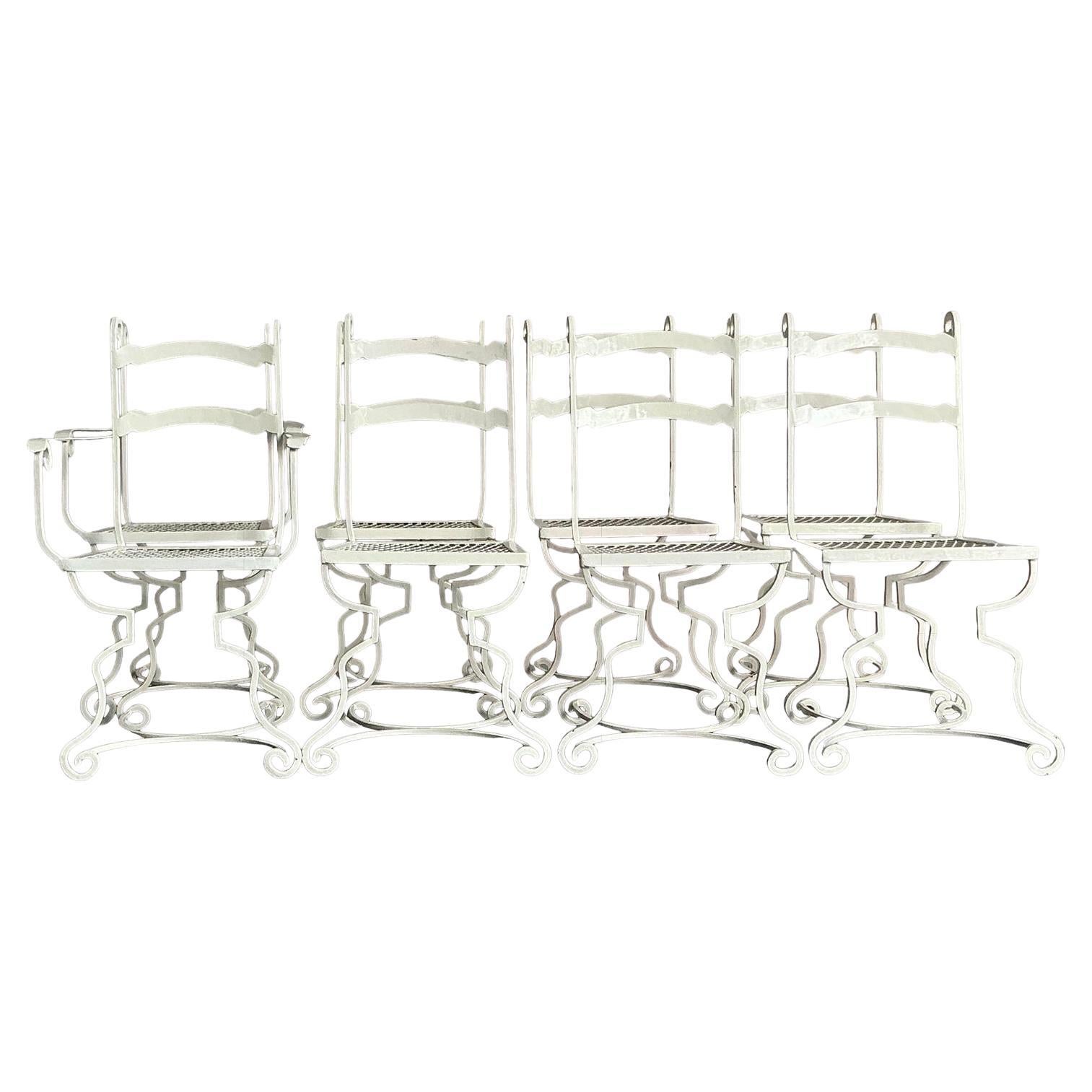 Sedie da pranzo a voluta in ferro battuto vintage - Set di 8 sedie