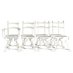 Vintage Boho Wrought Iron Scroll Dining Chairs - Set of 8