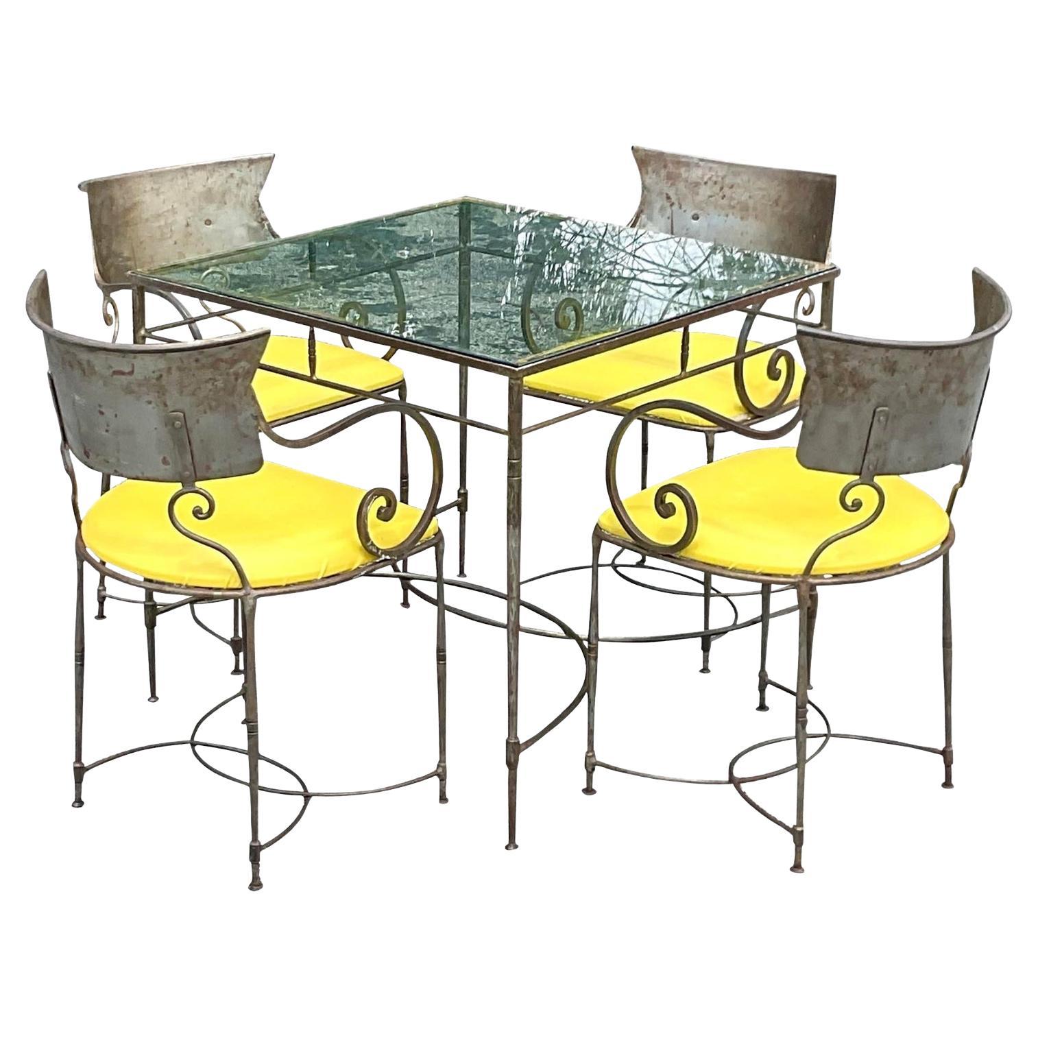 Rod iron table set hot sale