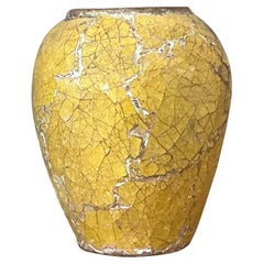 Vase Vintage Boho Jaune Craquelé