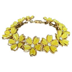 Pulsera Vintage Boho Floral Amarilla con Pedrería