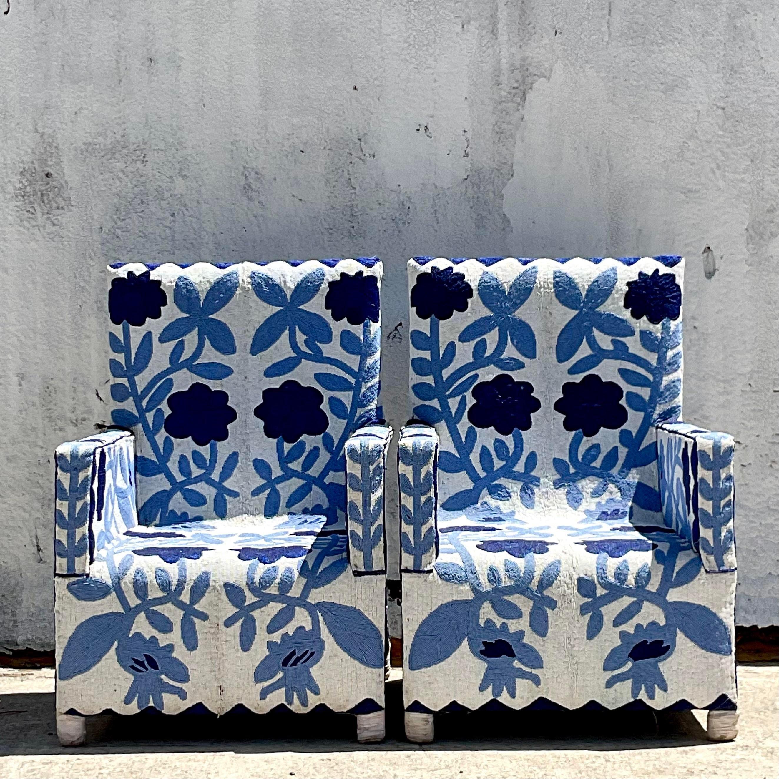 Vintage Boho “Yoruba” Beaded Armchair, a Pair 1