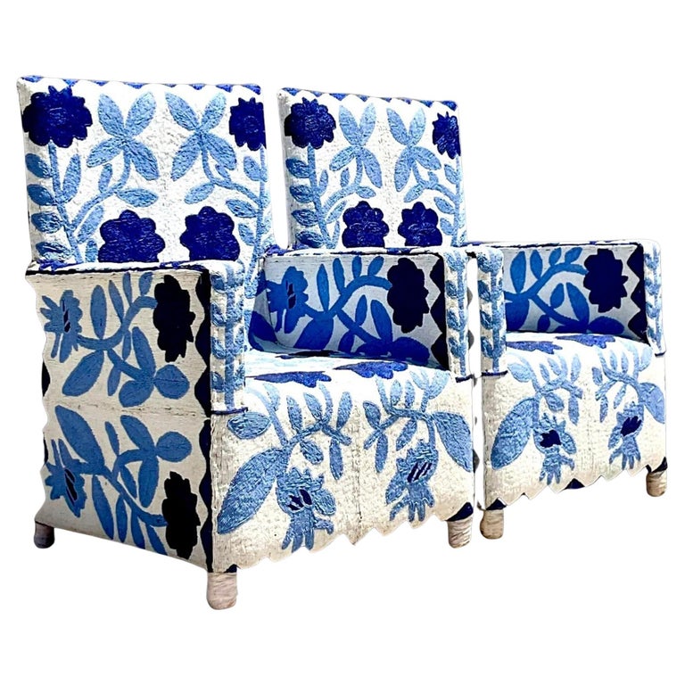 Vintage Boho “Yoruba” Beaded Armchair, a Pair For Sale at 1stDibs